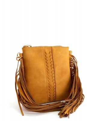 Side Fringed Braided Small Crossbody BP-SJ20320 MJUSTARD